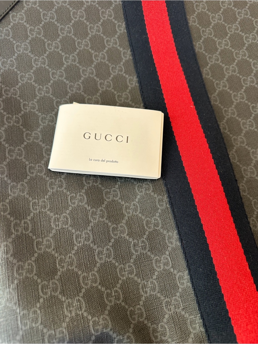 Gucci Black & Red Monogram Drawstring Backpack - Picture 7 of 8